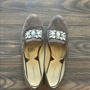 Adrienne Vittadini Gray Suede Flats with Embellishments
